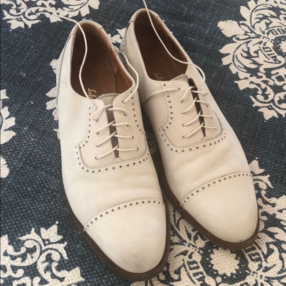 Salvatore Ferragamo light tan cap toe oxfords